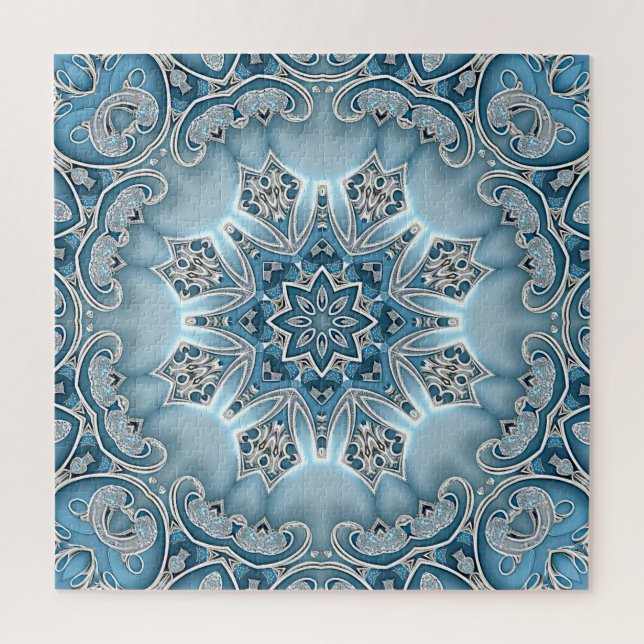 Blue Ornate Floral Jigsaw Puzzle (Vertical)