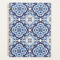 Blue Ornate Floral Mediterranean Sicilian Tile