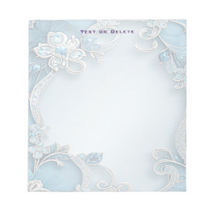 Blue Ornate Floral Notepad