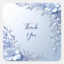Blue Ornate Flowers with Pearls Sticker