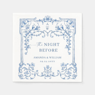 Blue Ornate Grace Victorian Boho Rehearsal Dinner Napkin