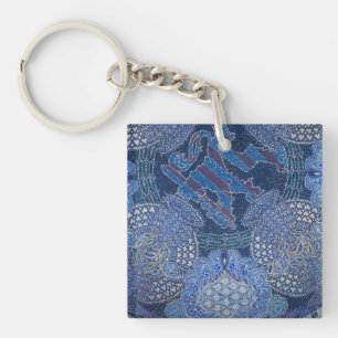 Blue Ornate Mosaic Art, Germany Key Ring