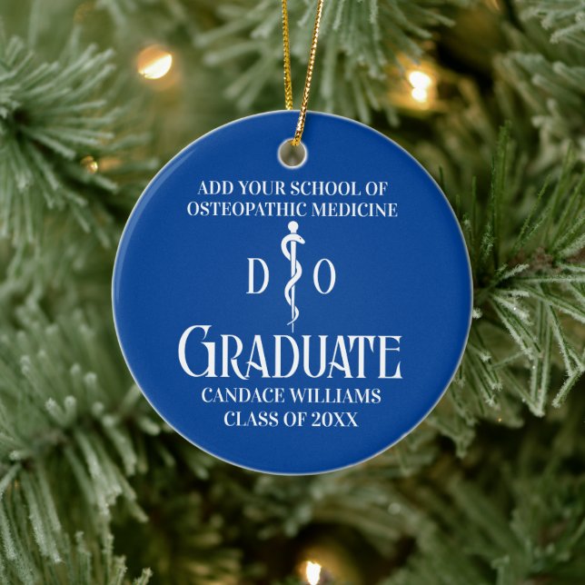 Blue Osteopathic Medical School Graduation Ceramic Ornament (Tree)