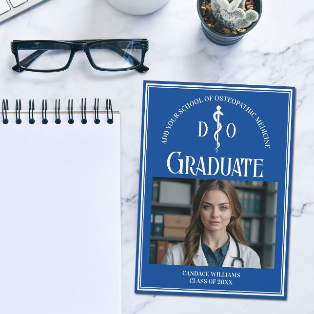 Blue Osteopathic Medical School Graduation Photo Announcement (Creator Uploaded)