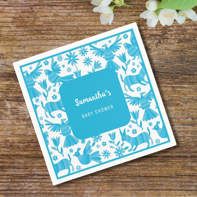 Blue Otomi baby shower Paper Napkin (Creator Uploaded)