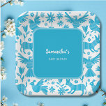 Blue otomi mexican baby shower Paper Plate<br><div class="desc">Beautiful Blue baby shower collection Inspired by Mexican Otomi Patterns</div>