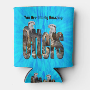Blue Otters Picture Logo With Otters, Can Cooler