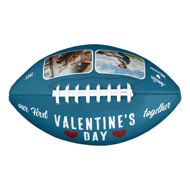 Blue Our First Valentine's Day Together 2 Photos  Football (Front)