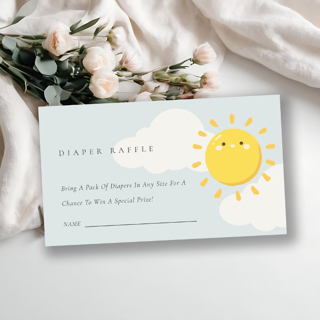 Blue Our Little Sunshine Diaper Raffle Baby Shower Enclosure Card (Creator Uploaded)