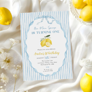 Blue Our main Squeeze Lemon 1st Birthday Invitation