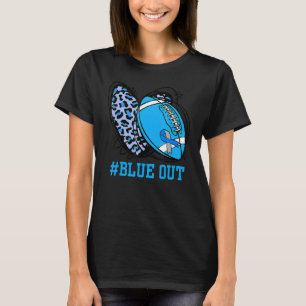 Blue Out Football Tackle Diabetes Warrior Heart Le T-Shirt