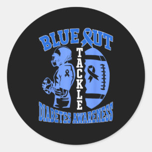 Blue Out Tackle Diabetes Awareness American Footba Classic Round Sticker