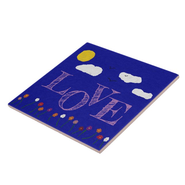Blue Outdoor, LOVE Large Ceramic  Tile (Side)