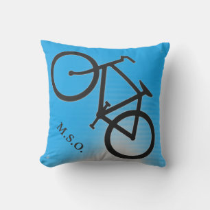 Blue  outdoor personalised Monogram  on Bike sign Cushion