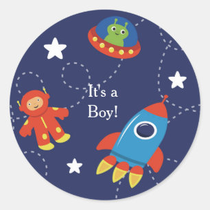 Blue Outer Space Alien Baby Personalised Sticker