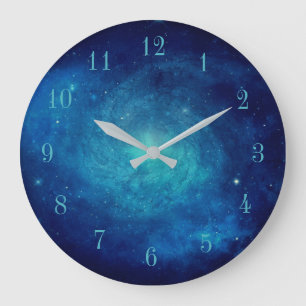 Blue Outer Space Galaxy Large Clock