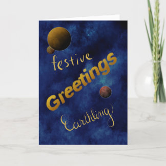 Blue Outer Space Greetings, Funny Christmas Card