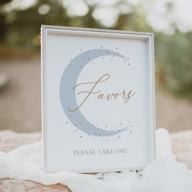 Blue Over the Moon Baby Shower Favours Sign (Creator Uploaded)