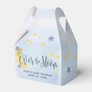 Blue Over the Moon, Baby Shower Moon Stars Favour Box