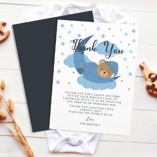 Blue Over The Moon Sleeping Bear Thank You Card