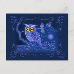 Blue Owl Art Postcard