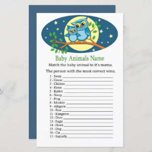 Blue Owl Baby Animals Name Game