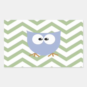 Blue Owl Baby Boy Announcement Rectangular Sticker