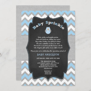 Blue Owl baby sprinkle, boy baby shower invitation