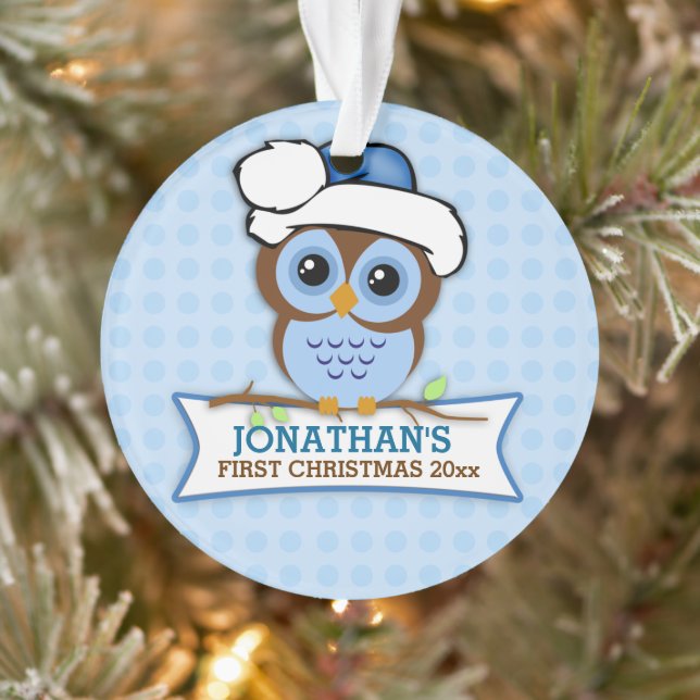 Blue Owl Baby's 1st Christmas Ornament (Tree)