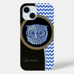 Blue Owl bird chevron iPhone 15 Case