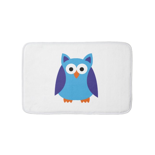 Blue owl cartoon bath mat (Front)