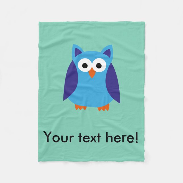 Blue owl cartoon fleece blanket (Front)