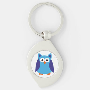 Blue owl cartoon key ring