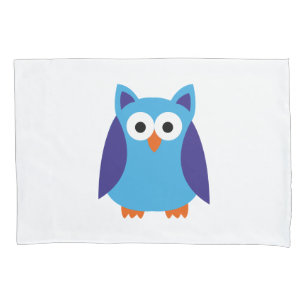 Blue owl cartoon pillowcase