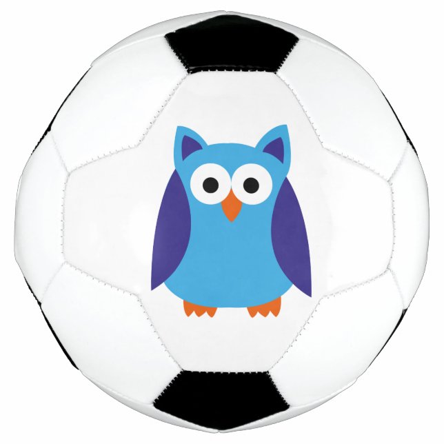 Blue owl cartoon soccer ball (Front)