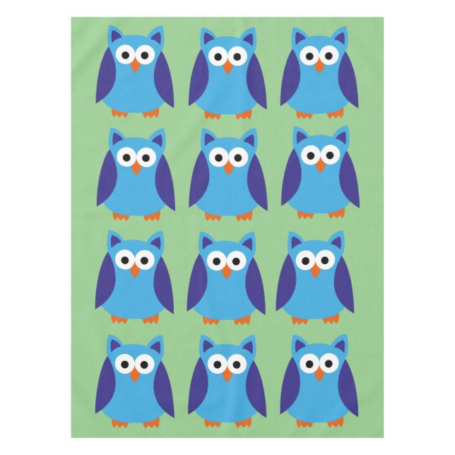 Blue owl cartoon tablecloth (Front)