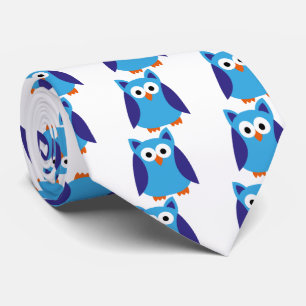Blue owl cartoon tie