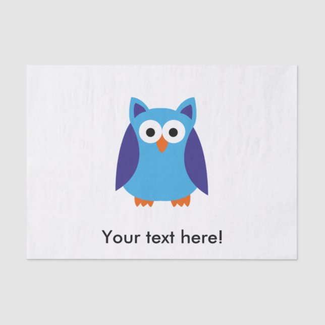Blue owl cartoon tissue paper (Front)
