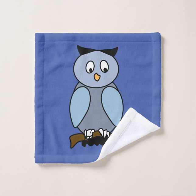 Blue owl children drawing wash cloth (Wash Cloth)
