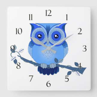 Blue Owl Clock with Numbers