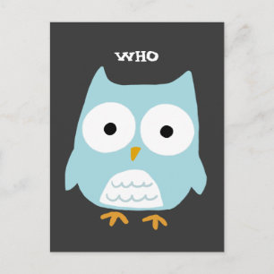 Blue Owl   Cute Cartoon Owl Postcard