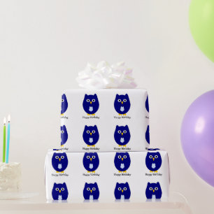 Blue Owl Design Birthday Gift Wrapping Paper