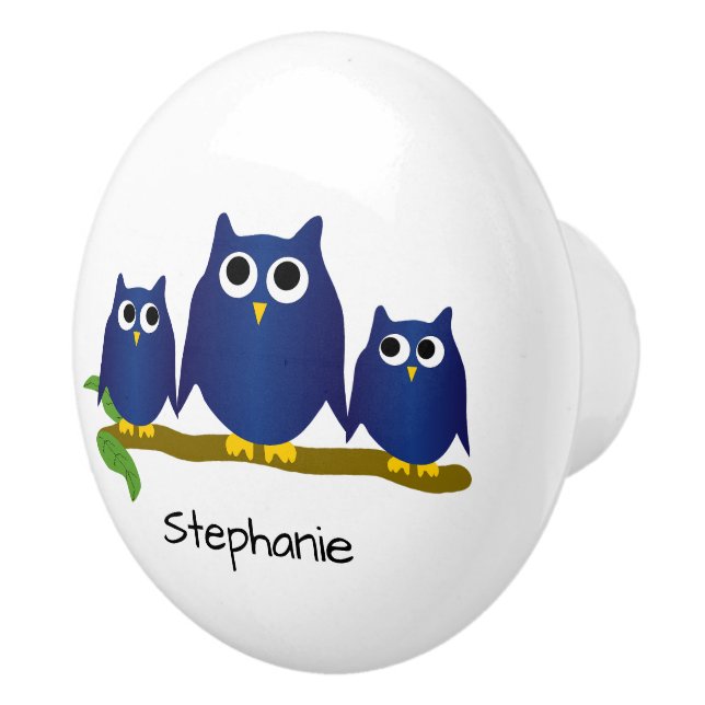 Blue Owl Design Personalised Ceramic Knob (Right)