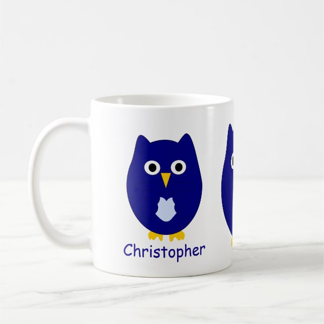 Blue Owl Design Personalised Coffee Mug (Left)