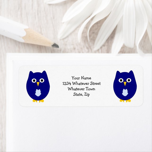 Blue Owl Design Return Address Label (Insitu)