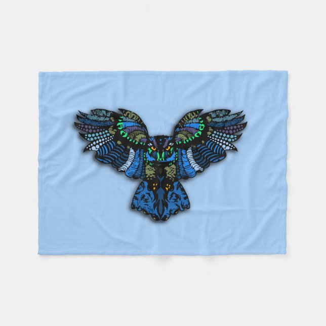 Blue Owl Fleece Blanket (Front (Horizontal))