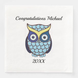 Blue Owl Graduation Personalised Napkin