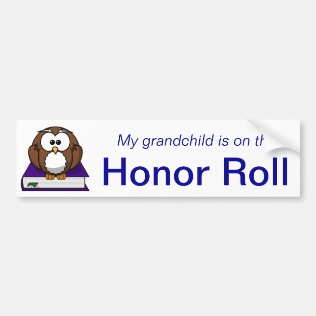 Blue Owl Grandchild Honour Roll Bumper Sticker (Front)