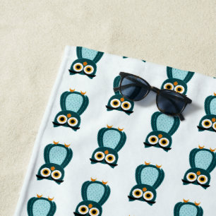 Blue Owl illustration Beach Towel