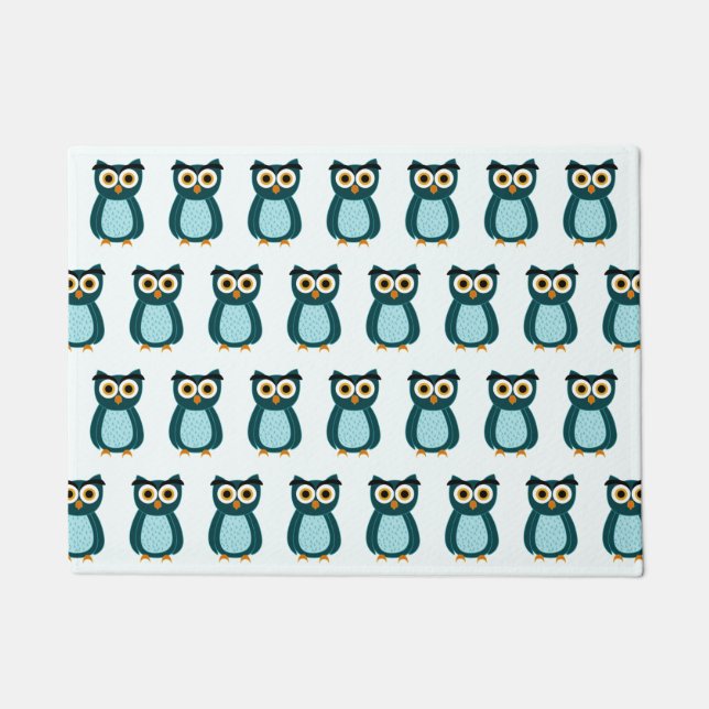 Blue Owl illustration Doormat (Front)